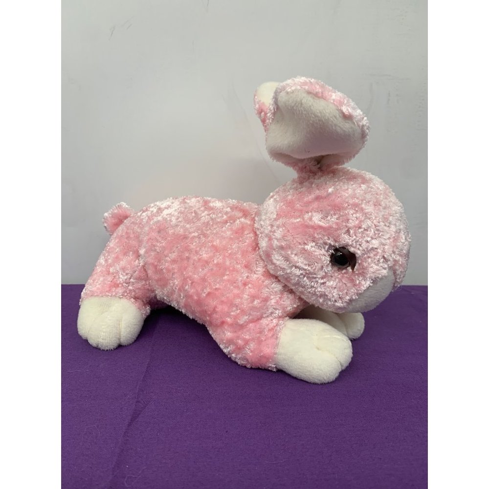 Cidco 9” Pink Crush Velvet Bunny Stiffer Ears Plastic Eyes Plush Stuffed Animal